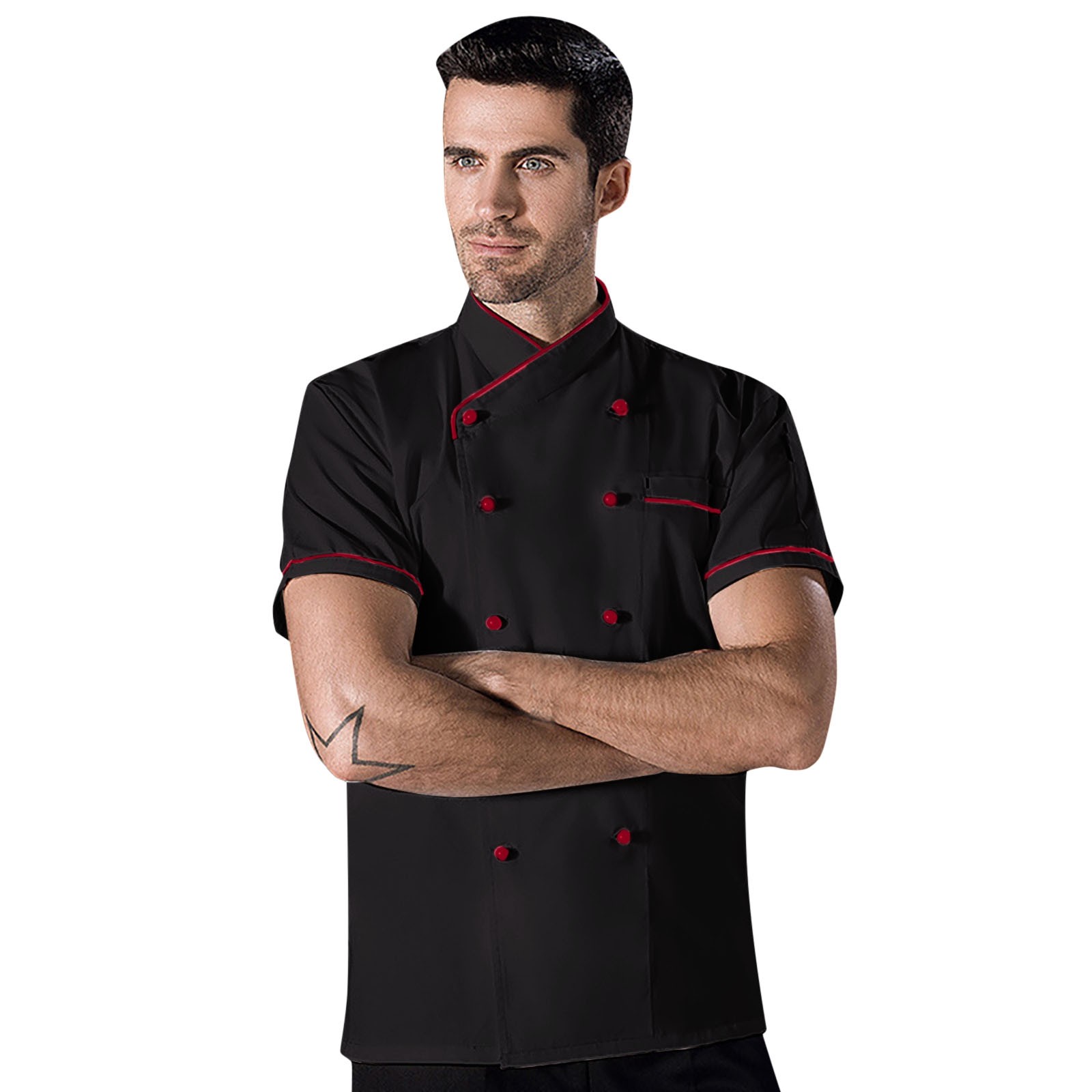 thumbnail image 2 of Chaqueta de chef unisex: tejido transpirable, bolsillos prácticos, resistente para uso en cocinas, restaurantes y hoteles, 2 of 7